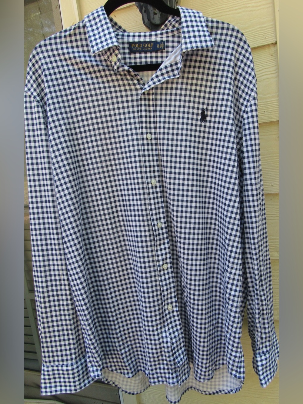 Polo Golf RALPH LAUREN Performance Blue Gingham Oxford Button Down Shirt XL